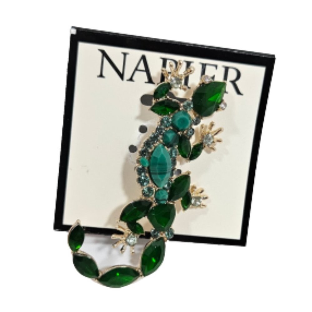 Napier Green Lizard Brooch Pin Costume Jewelry NEW